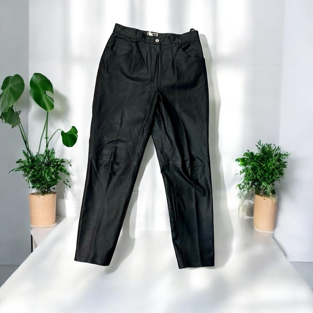 Forenza Vintage Black 100% Genuine Leather Button & Zip-Fly Pants Size 14